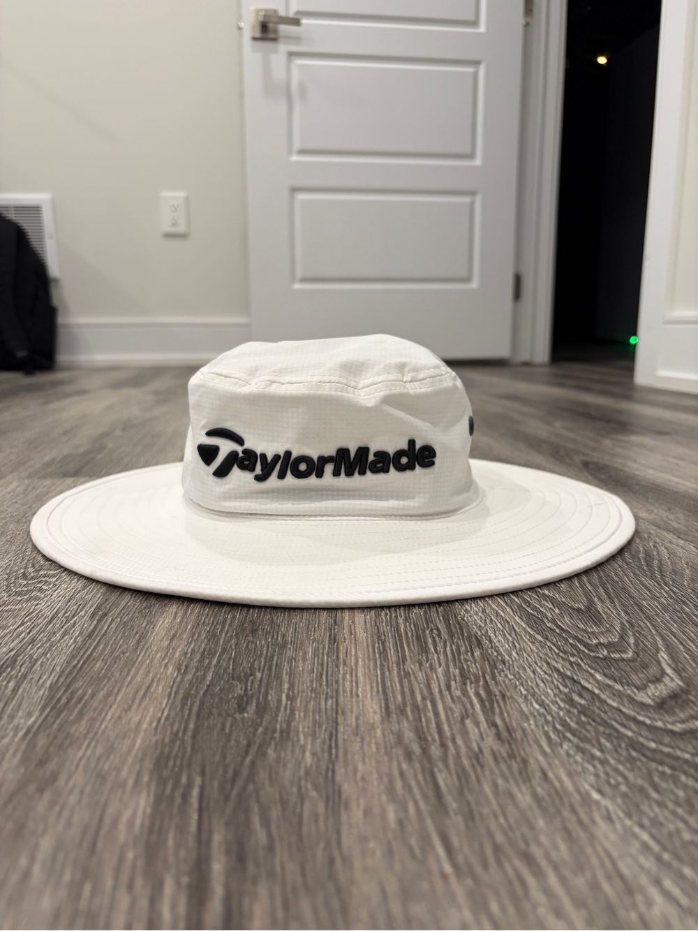 TaylorMade White Wide-Brim Hat with Black Logo